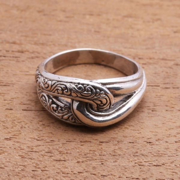 Alternate image for Patterned Sterling Silver Band Ring from Bali Elegant Link