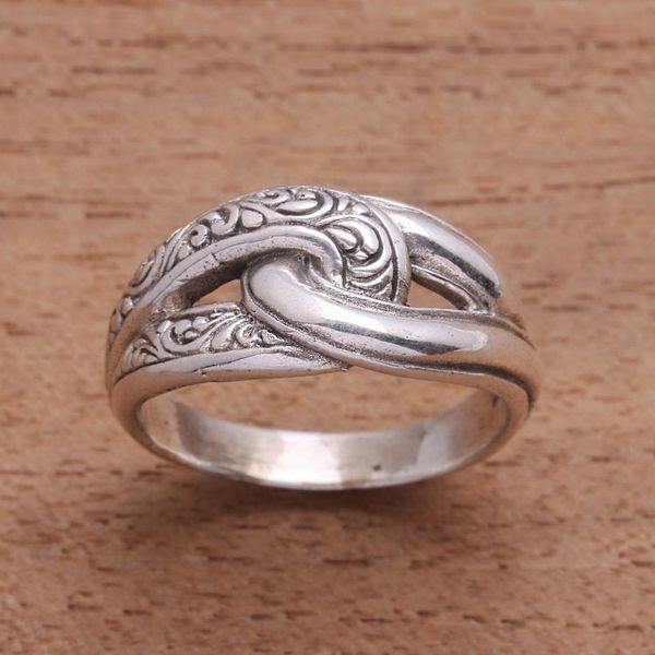 Alternate image for Patterned Sterling Silver Band Ring from Bali Elegant Link