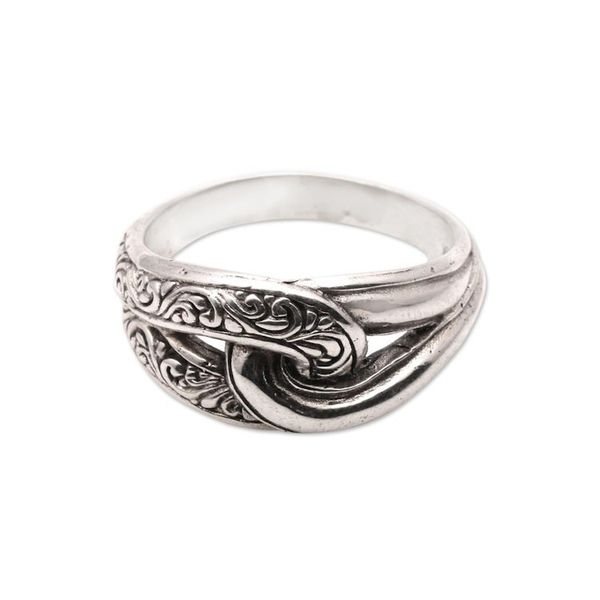 Alternate image for Patterned Sterling Silver Band Ring from Bali Elegant Link