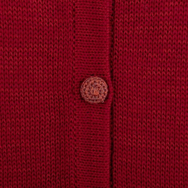 Alternate image for Scarlet Red 100 Cotton Cardigan with Crocheted Stripes Scarlet Route