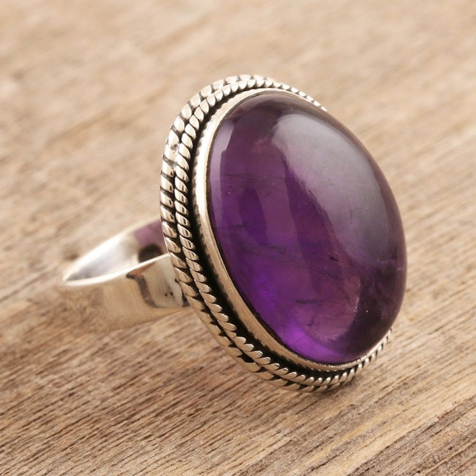 Oval Amethyst Cabochon Cocktail Ring 'Sweet Glory'
