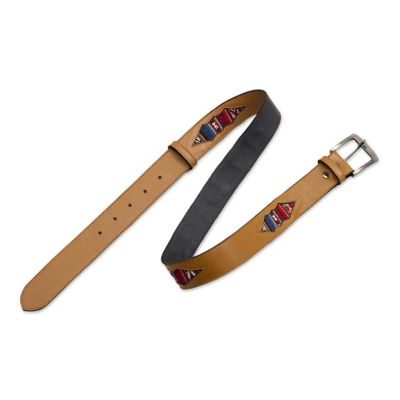 Alternate image for Camel Colored Leather and Wool Accent Belt Cusco Camel