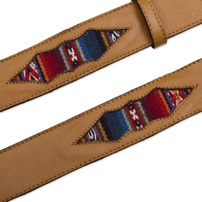 Alternate image for Camel Colored Leather and Wool Accent Belt Cusco Camel
