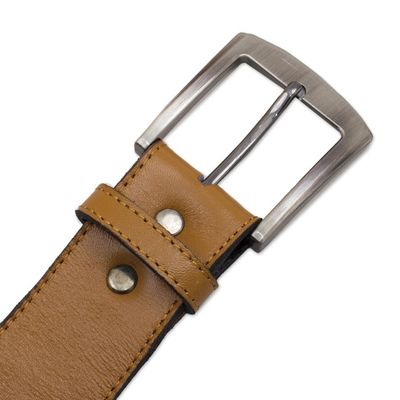 Alternate image for Camel Colored Leather and Wool Accent Belt Cusco Camel