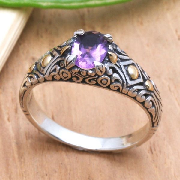 Alternate image for Gold-Accented Amethyst Single Stone Ring Curious Invention
