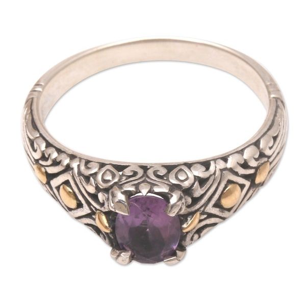 Alternate image for Gold-Accented Amethyst Single Stone Ring Curious Invention
