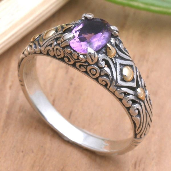 Alternate image for Gold-Accented Amethyst Single Stone Ring Curious Invention