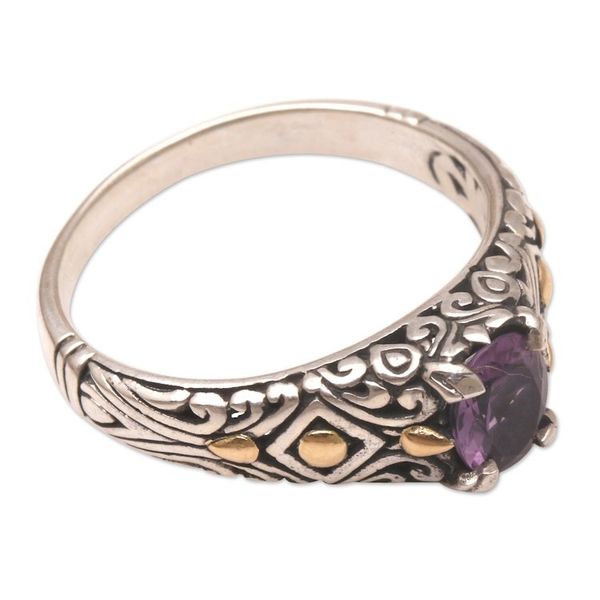 Alternate image for Gold-Accented Amethyst Single Stone Ring Curious Invention