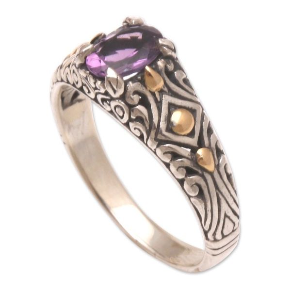Alternate image for Gold-Accented Amethyst Single Stone Ring Curious Invention