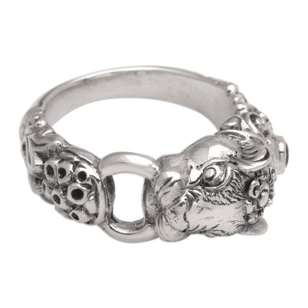 Alternate image for Mens Artisan Crafted Sterling Silver Ring Silver Tiger