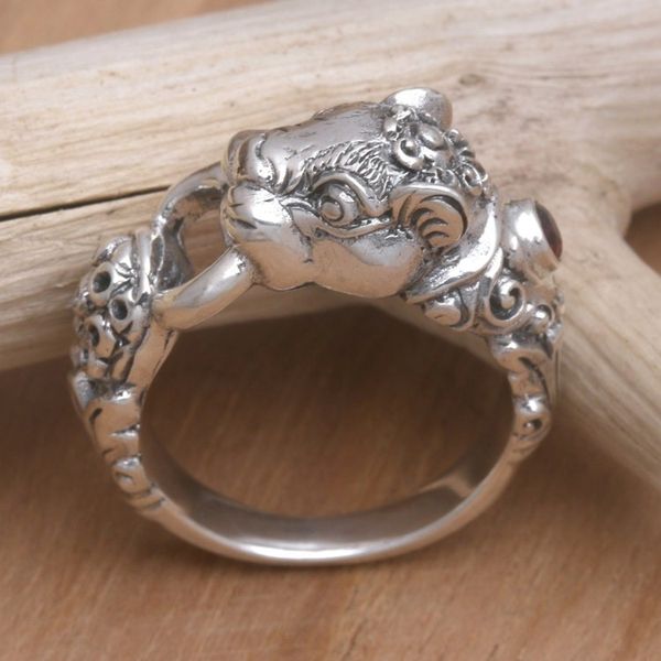 Alternate image for Mens Artisan Crafted Sterling Silver Ring Silver Tiger