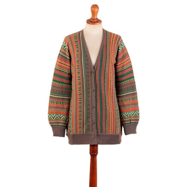 Alternate image for Baby Alpaca Blend Cardigan with Coconut Shell Buttons Zig-Zag Threads