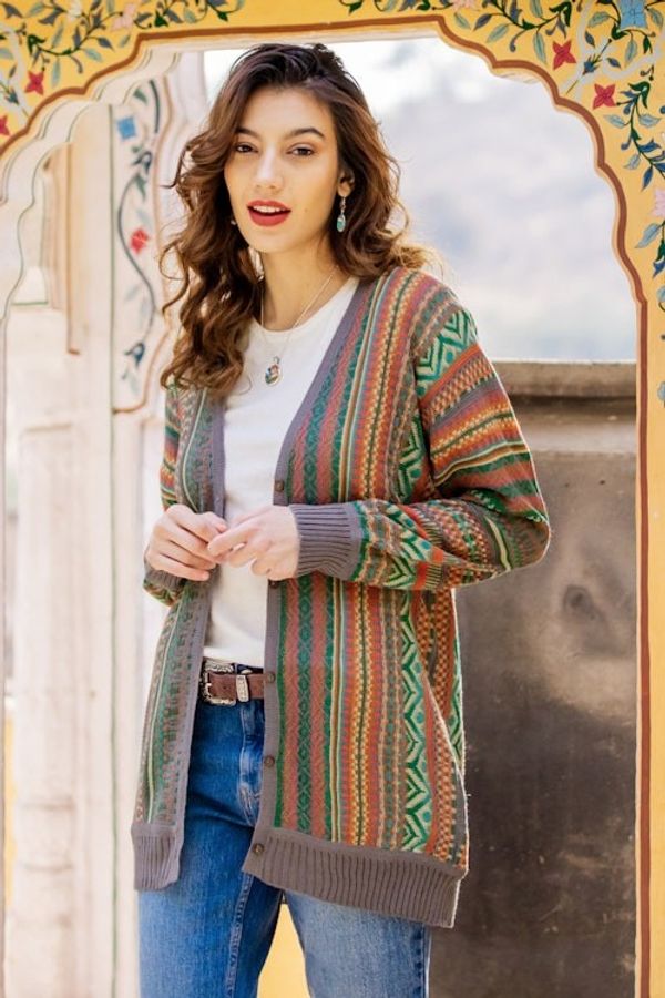 Alternate image for Baby Alpaca Blend Cardigan with Coconut Shell Buttons Zig-Zag Threads