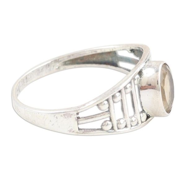 Alternate image for Citrine and Sterling Silver Cocktail Ring Crafted in India Sunny Appeal