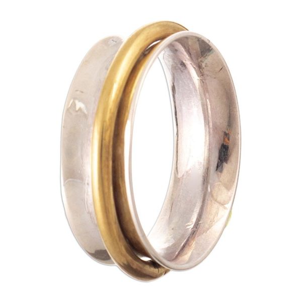 Alternate image for Sterling Silver Meditation Ring with 18k Gold-Plated Hoop Heavenly Aura