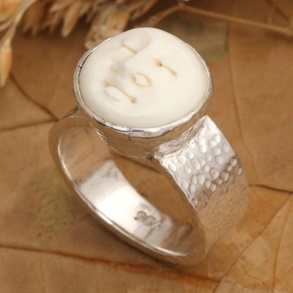 Alternate image for Hammered Finished Sterling Silver Cocktail Ring from Bali Oceans Deity