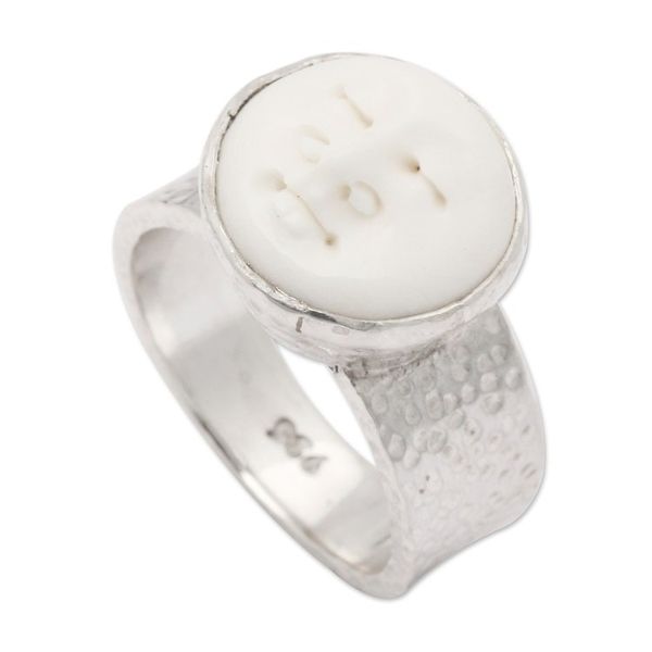 Alternate image for Hammered Finished Sterling Silver Cocktail Ring from Bali Oceans Deity