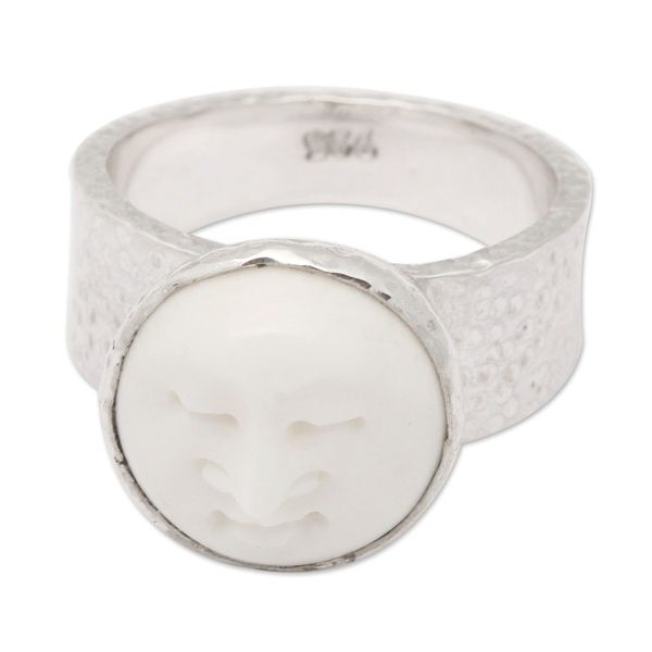 Alternate image for Hammered Finished Sterling Silver Cocktail Ring from Bali Oceans Deity