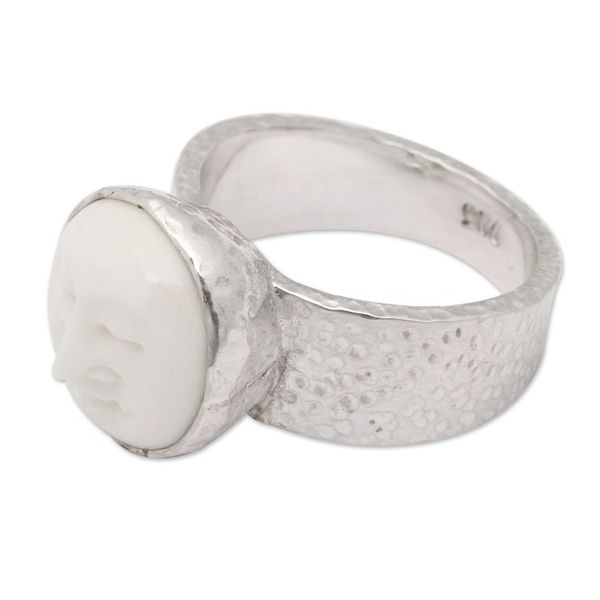 Alternate image for Hammered Finished Sterling Silver Cocktail Ring from Bali Oceans Deity