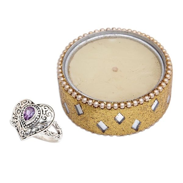 Alternate image for Heart-Shaped Faceted Amethyst Cocktail Ring from Bali Wise Romance