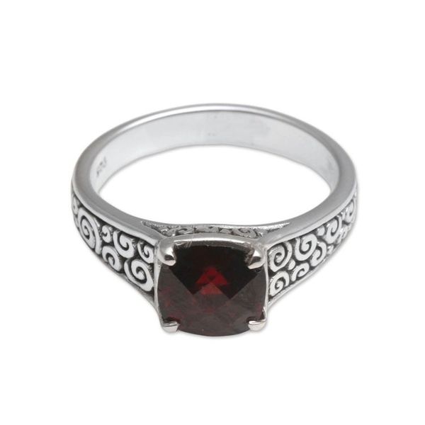 Alternate image for Garnet and Sterling Silver Cocktail Ring from Bali Buddha Sparkle