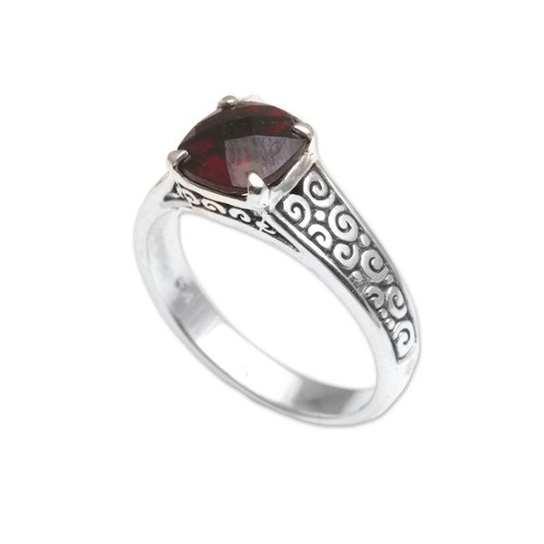 Alternate image for Garnet and Sterling Silver Cocktail Ring from Bali Buddha Sparkle