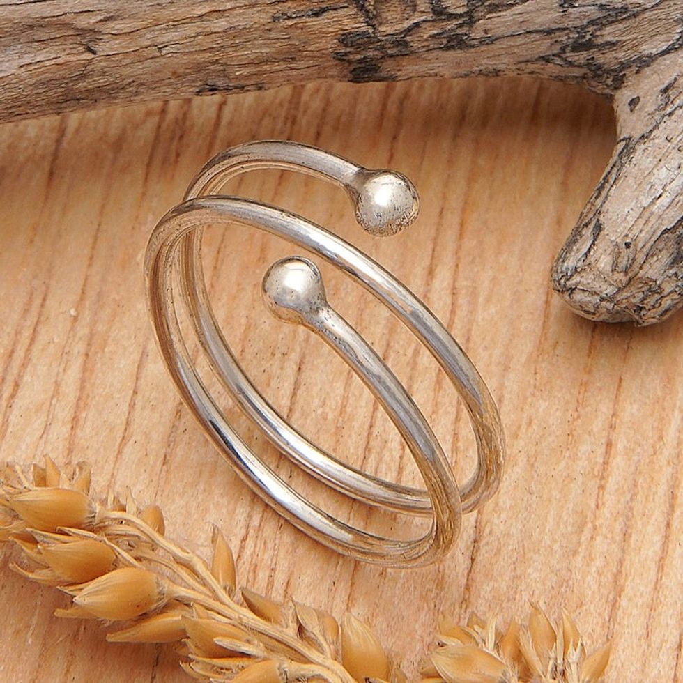High-Polished Modern Sterling Silver Wrap Ring 'Close Encounters'