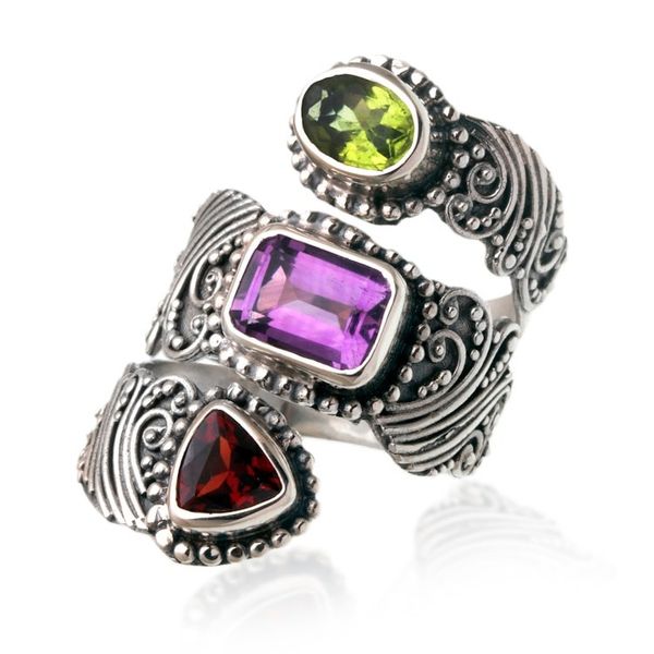 Alternate image for Multi-Gemstone and Sterling Silver Wrap Ring from Bali Sparkling Trinity
