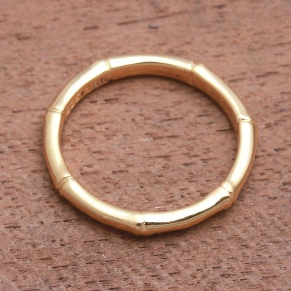 Alternate image for Bamboo Motif Silver Band Ring Bathed in 18k Gold Bamboo Regeneration