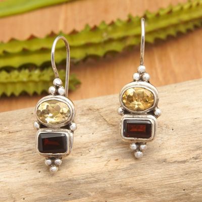 Alternate image for Polished Drop Earrings with Citrine and Garnet Jewels Joyful Passion