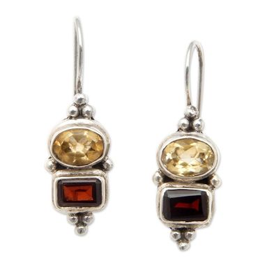 Alternate image for Polished Drop Earrings with Citrine and Garnet Jewels Joyful Passion