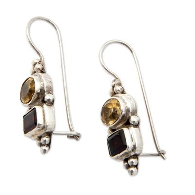 Alternate image for Polished Drop Earrings with Citrine and Garnet Jewels Joyful Passion