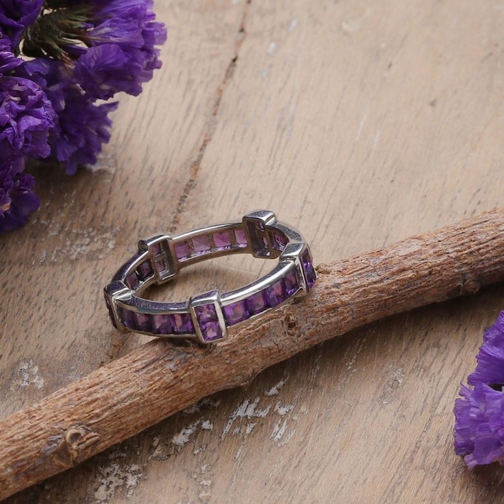 One-Carat Channel-Set Amethyst Band Ring from India 'Lilac Treasure'