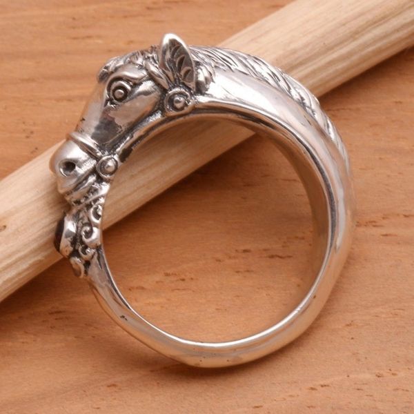 Alternate image for Mens Garnet And Sterling Silver Ring Spirited Horse