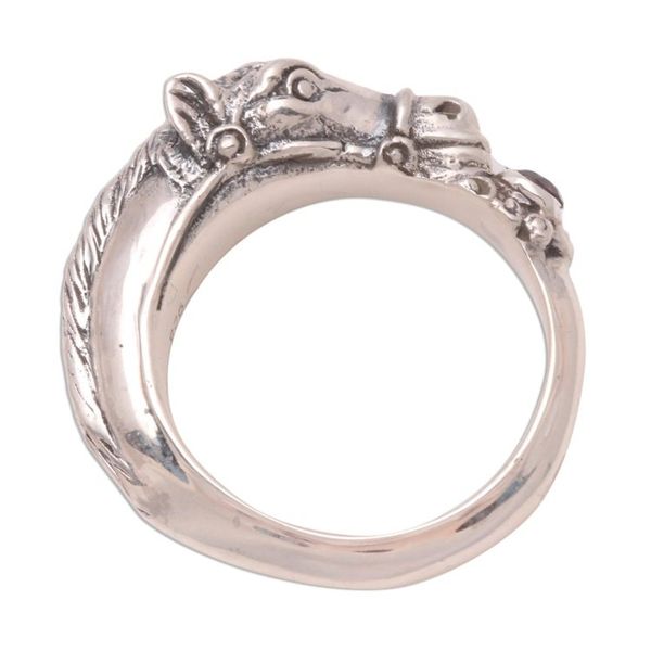 Alternate image for Mens Garnet And Sterling Silver Ring Spirited Horse