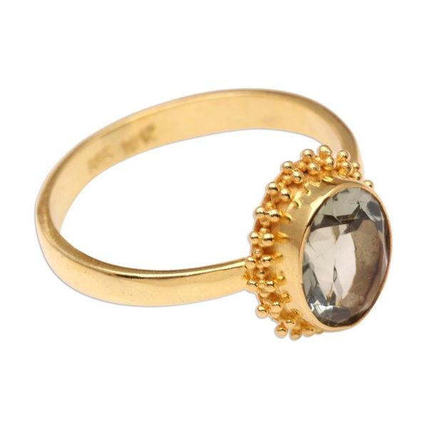 Alternate image for Oval Prasiolite Cocktail Ring in 18k Gold Plated 925 Silver Wintry Green
