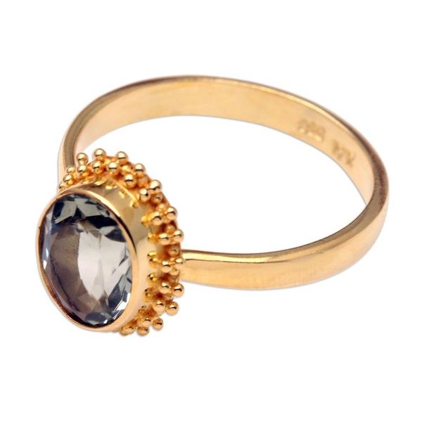 Alternate image for Oval Prasiolite Cocktail Ring in 18k Gold Plated 925 Silver Wintry Green
