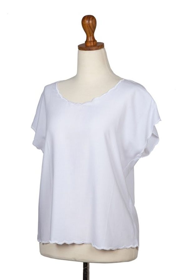 Alternate image for Embroidered Rayon Blouse from Bali Timeless in White