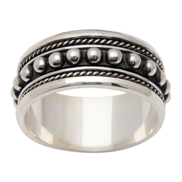 Alternate image for Dot-Patterned Classic Sterling Silver Spinner Ring from Bali Memory Beads