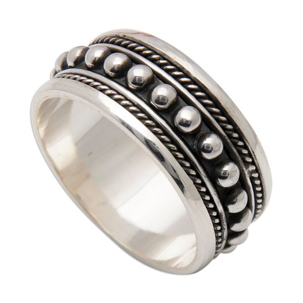 Alternate image for Dot-Patterned Classic Sterling Silver Spinner Ring from Bali Memory Beads