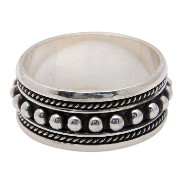 Alternate image for Dot-Patterned Classic Sterling Silver Spinner Ring from Bali Memory Beads