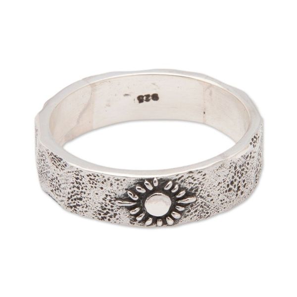 Alternate image for Sun-Themed Sterling Silver Band Ring in a Polished Finish Sun Direction