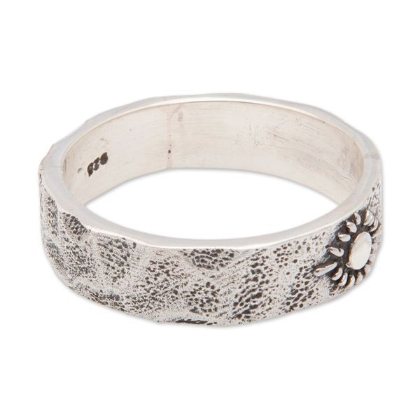 Alternate image for Sun-Themed Sterling Silver Band Ring in a Polished Finish Sun Direction