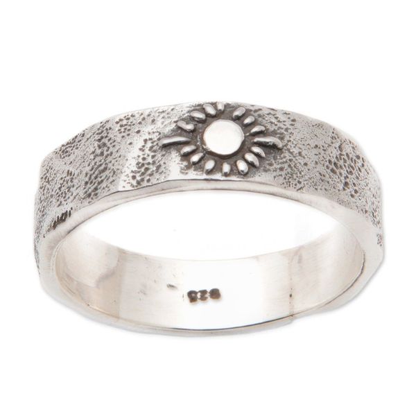 Alternate image for Sun-Themed Sterling Silver Band Ring in a Polished Finish Sun Direction