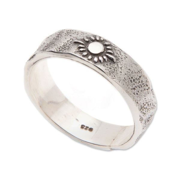 Alternate image for Sun-Themed Sterling Silver Band Ring in a Polished Finish Sun Direction