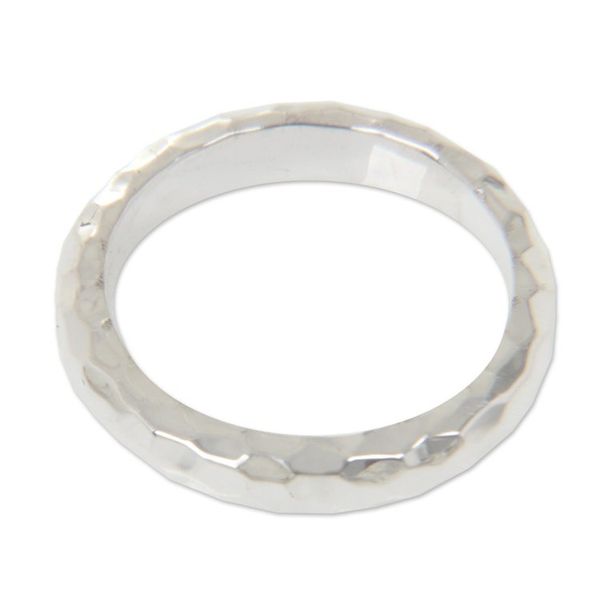 Alternate image for Handcrafted Balinese Sterling Silver Band Ring Silver Mosaic