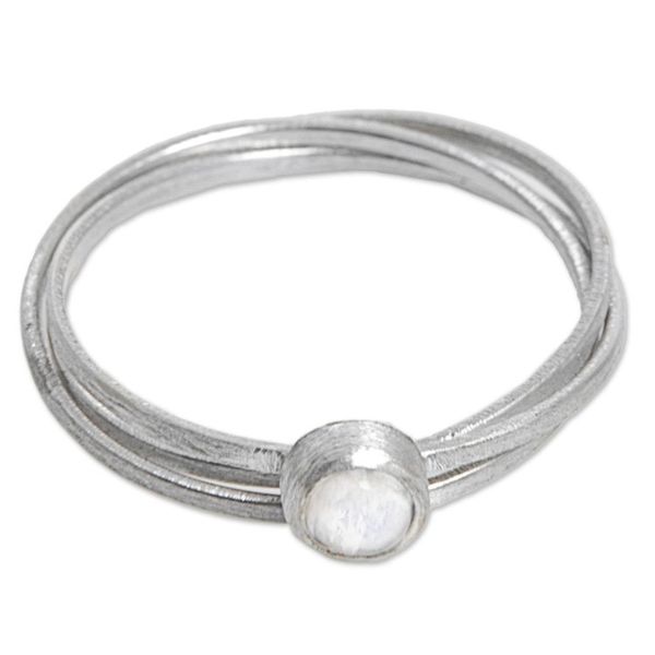 Alternate image for Rainbow Moonstone and Sterling Silver Solitaire Ring Magical Force
