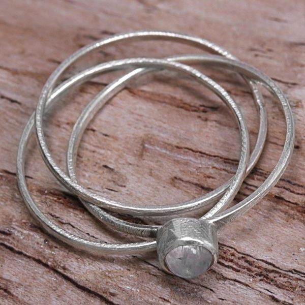 Alternate image for Rainbow Moonstone and Sterling Silver Solitaire Ring Magical Force