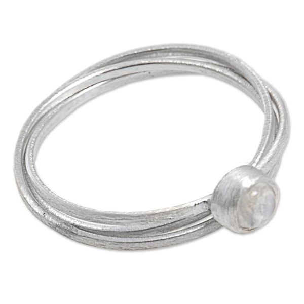 Alternate image for Rainbow Moonstone and Sterling Silver Solitaire Ring Magical Force