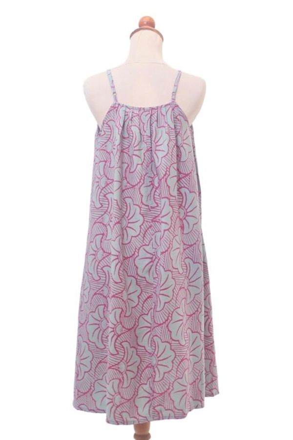 Alternate image for Batik Rayon Sundress in Green and Magenta from Bali Gingko Leaf